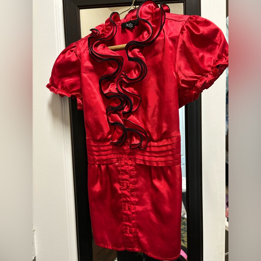 Formal ruffle collar button down shirt